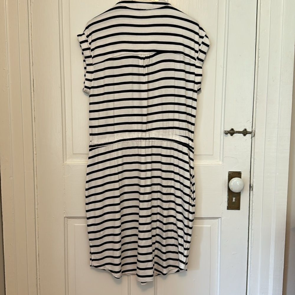 Gibson Como Knit dress Black White Stripe jersey sleeveless belted dress M - Picture 4 of 11